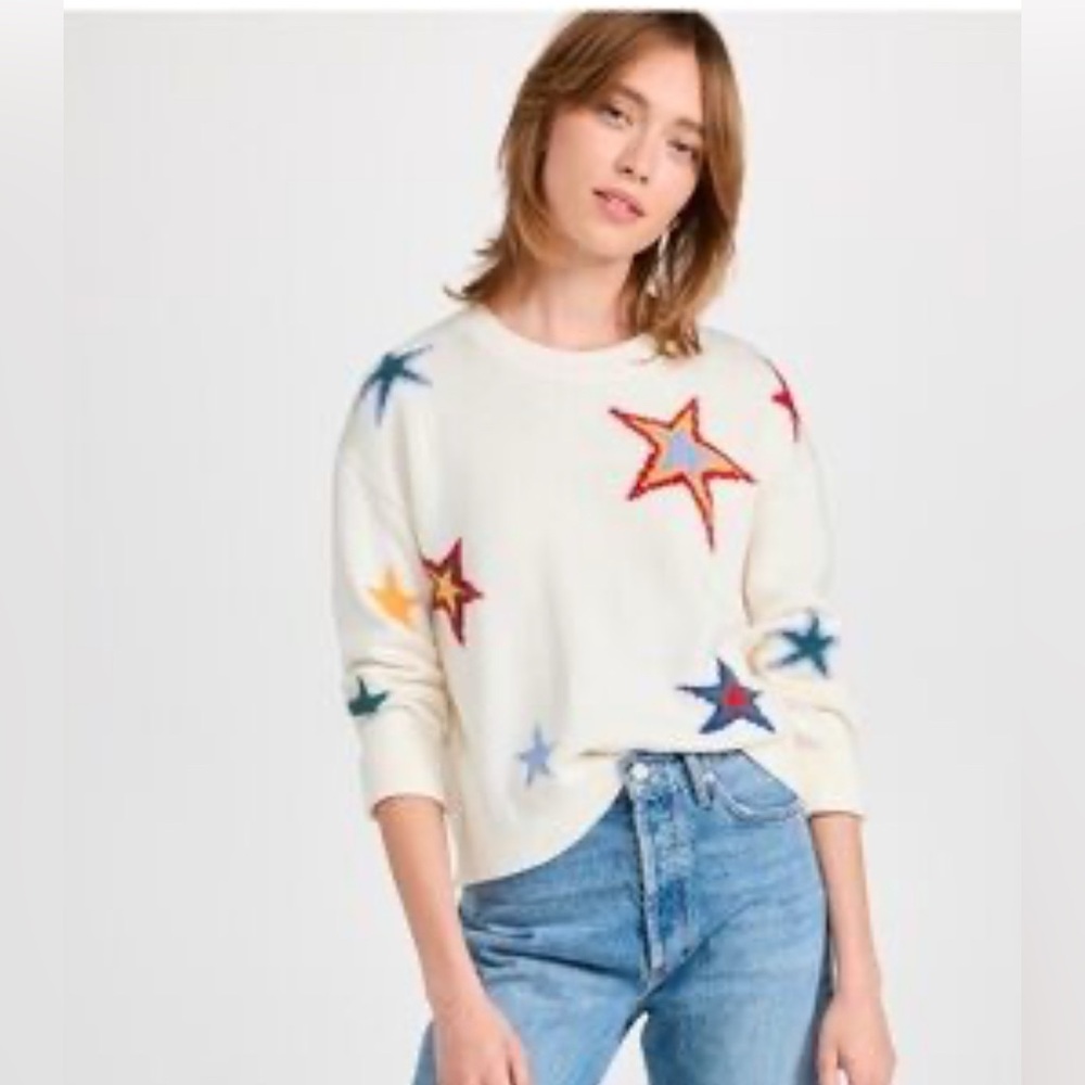 Rails Women Perci Sweater Ivory multi stars M crewneck sweater cotton/cashmere